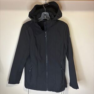 Swiss Tech Women’s Black Lightweight Ski Jacket Hood and Water-Resistant Finish